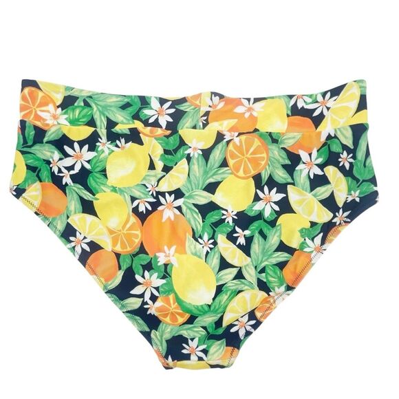 Old Navy Bikini Set Citrus Fruit Print High Waist Bottom Scoop Back Top Size XL - Picture 10 of 15